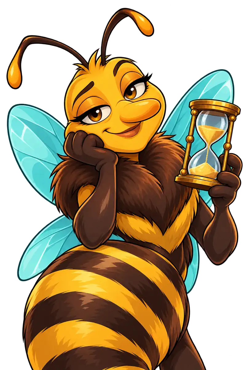 Bee Crazy-ის მოტივებზე შექმნილ ფუტკარს ქვიშის საათი უჭირავს, ლოყაზე ხელი აქვს მიბჯენილი და მაყურებელს ირონიული მოთმინებით უყურებს.