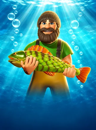 Big Bass Bonanza — მეთევზეს ნაქსოვი ქუდით დიდი მწვანე ქორჭილა უჭირავს
